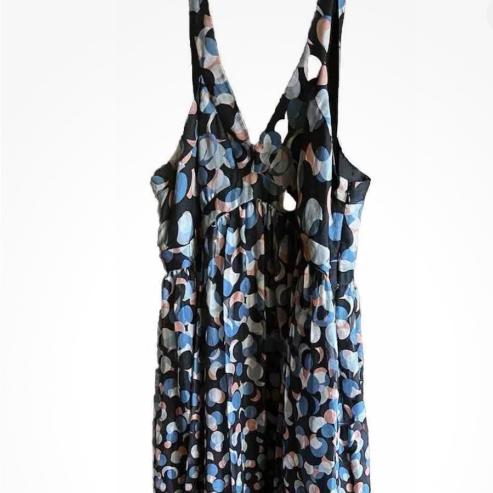 Lafayette 148 Women’s Sleeveless Patterned Midi Dress 100% Silk Size 14